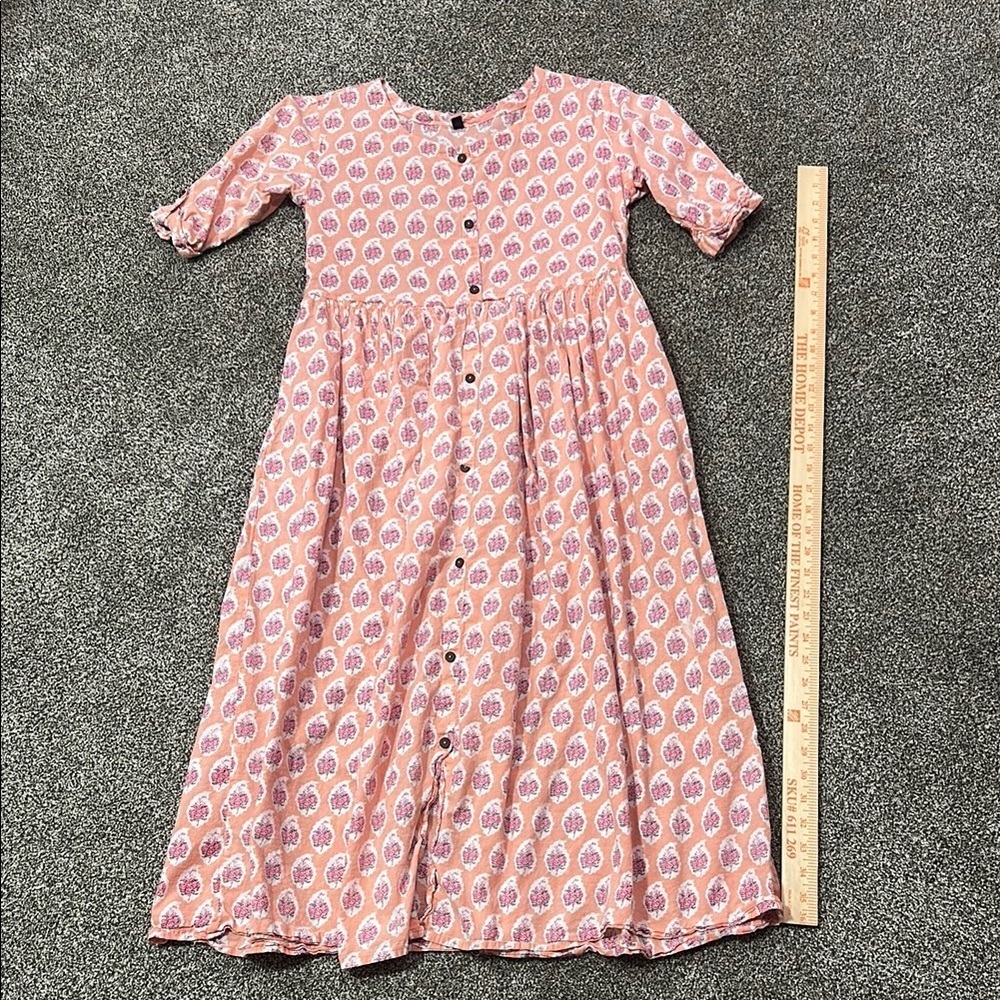 Peasant Pink and White Patterned Dress - marked EU size 40 - fits like a 6/8 Med - Picture 2 of 10
